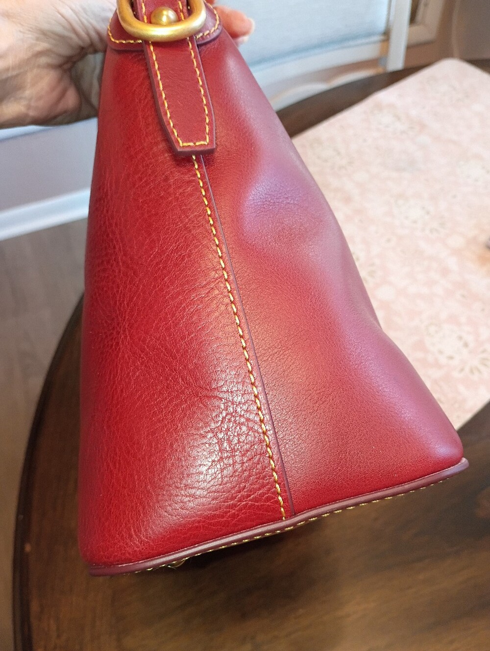 Dooney domed Florentine satchel in Bordeaux - Picture 9 of 17